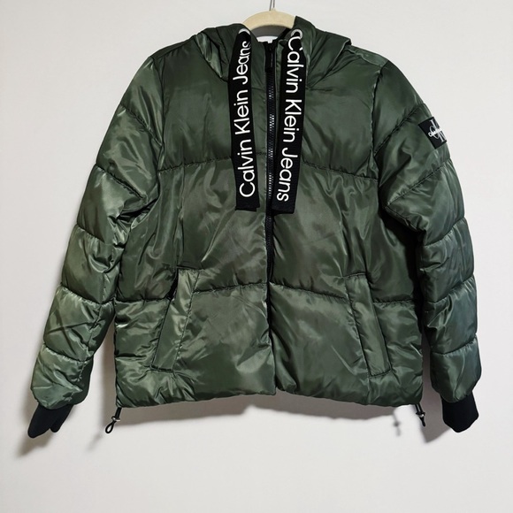 Calvin Klein Jeans - Dark Green Puffer Jacket - Picture 1 of 6